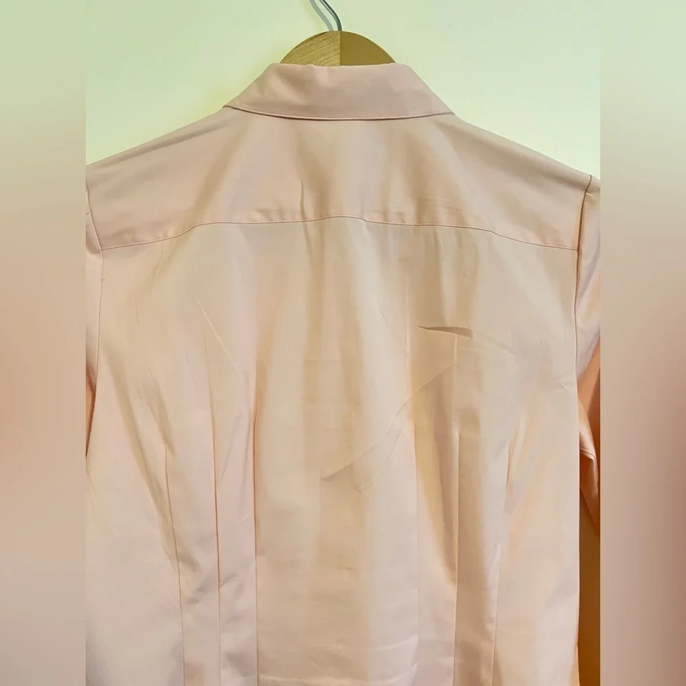 Lafayette 148 Designer Women Button Up Shirt sz 6 Peach Pleated Business Casual - Picture 7 of 16